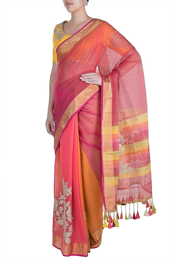Multi Colored Embellished Wedding Saree Set by RAR Studio at Pernia's Pop Up Shop