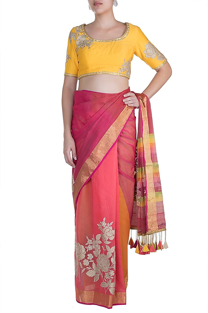 Multi Colored Embellished Wedding Saree Set by RAR Studio at Pernia's Pop Up Shop