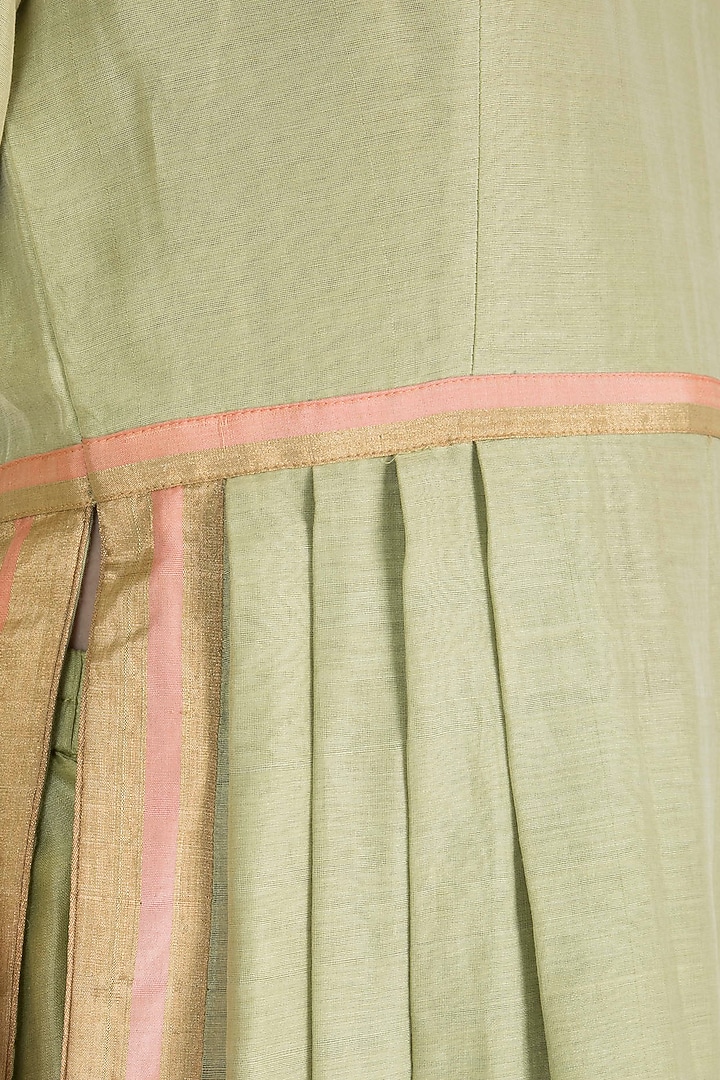 Green Hand Woven Party Wear Anarkali Set by RAR Studio at Pernia's Pop Up Shop