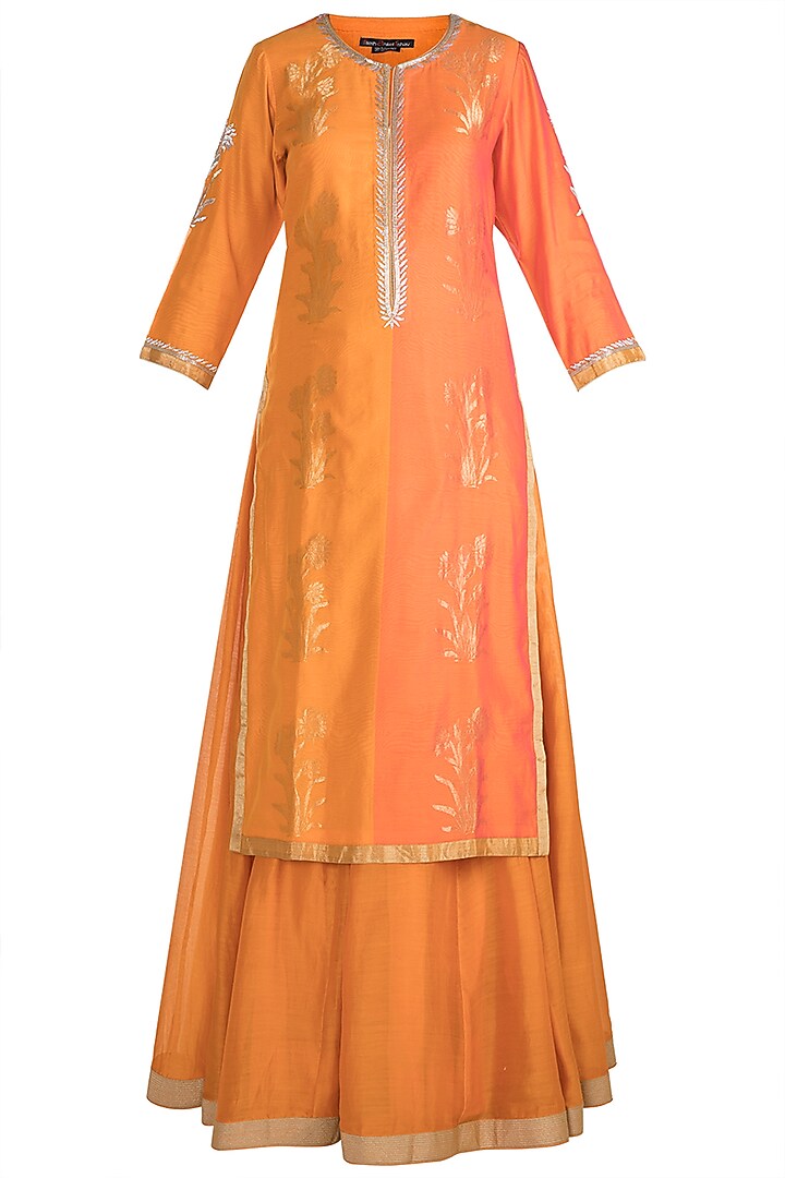 Rust Orange Embroidered Wedding Anarkali Set by RAR Studio at Pernia's Pop Up Shop