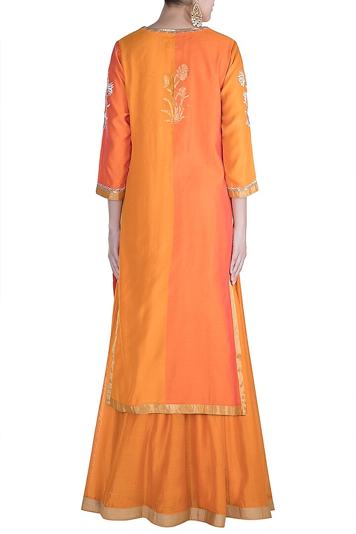 Rust Orange Embroidered Wedding Anarkali Set by RAR Studio at Pernia's Pop Up Shop