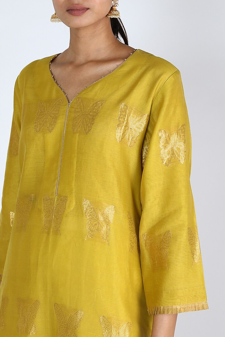 Lime Yellow Butterfly Silk Tunic by Rar Studio at Pernia's Pop Up Shop