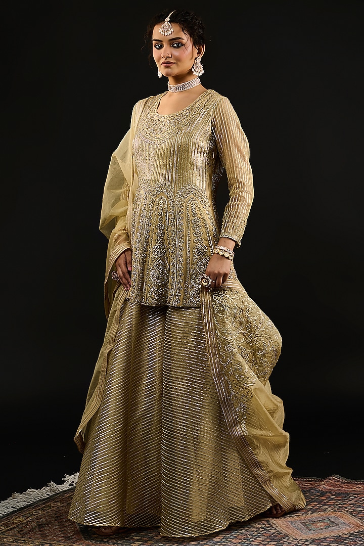 Golden Gota Fabric Sharara Set by Reeti Arneja at Pernia's Pop Up Shop