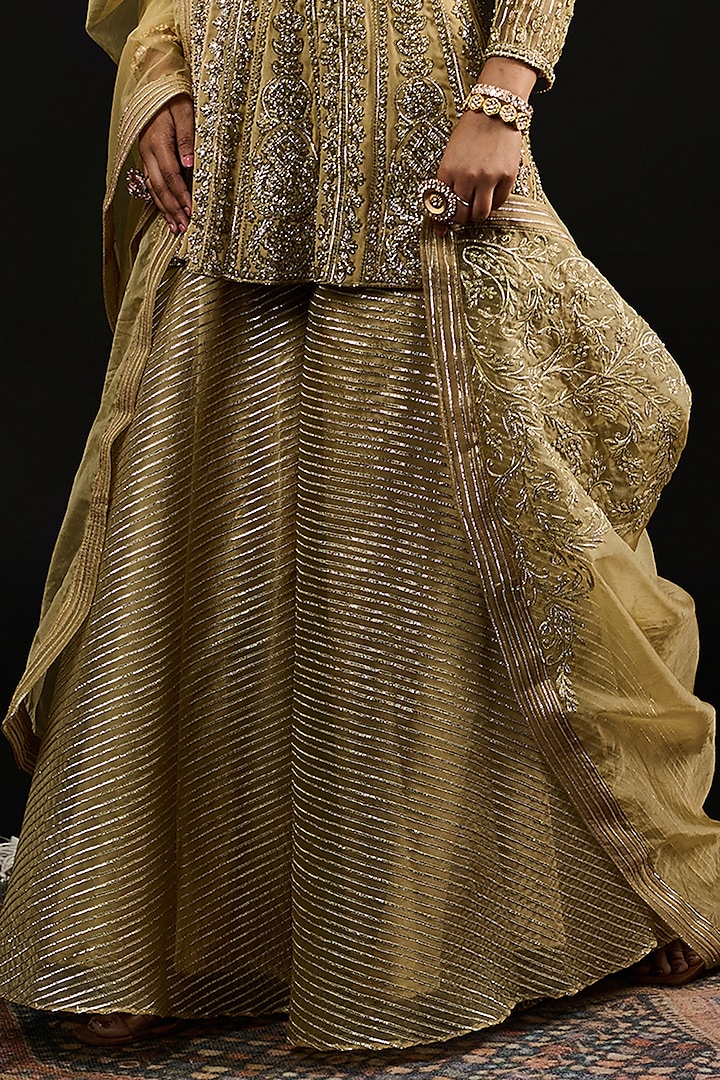Golden Gota Fabric Bridal Sharara Set by Reeti Arneja at Pernia's Pop Up Shop