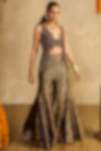 Multi-Colored Khadi Silk Flared Gharara Set by Reeti Arneja at Pernia's Pop Up Shop