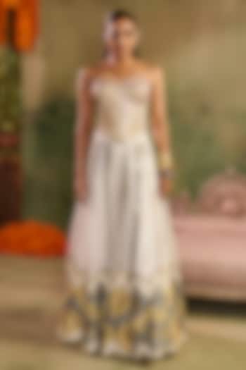 Ivory Organza Embroidered Wedding Sharara Set by Reeti Arneja at Pernia's Pop Up Shop