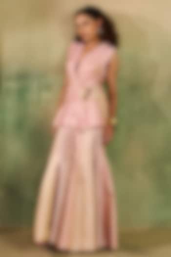 Light Pink Silk Wedding Sharara Set by Reeti Arneja at Pernia's Pop Up Shop