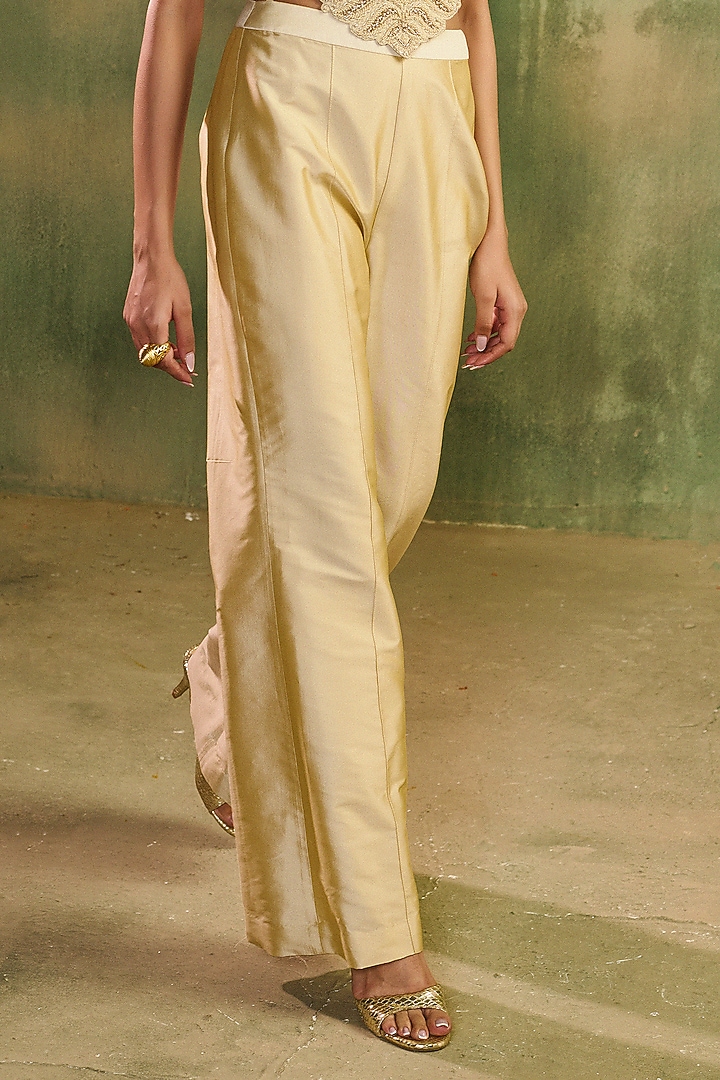 Beige Chanderi Pant Set by Reeti Arneja at Pernia's Pop Up Shop