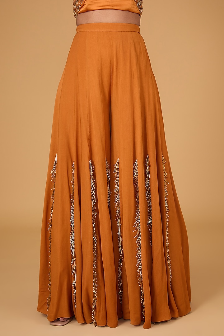 Orange Georgette Paneled Wedding Sharara Set by Reeti Arneja at Pernia's Pop Up Shop
