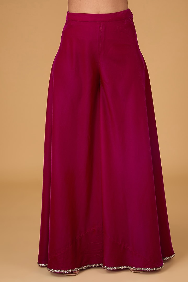 Magenta Velvet Wedding Sharara Set by Reeti Arneja at Pernia's Pop Up Shop
