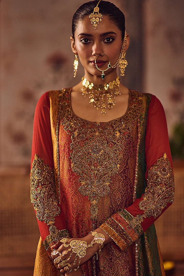Multi-Colored Georgette Wedding Sharara Set by Reeti Arneja at Pernia's Pop Up Shop