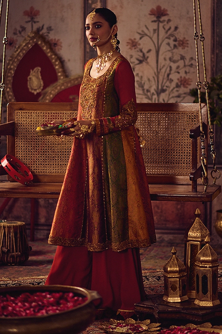 Multi-Colored Georgette Wedding Sharara Set by Reeti Arneja at Pernia's Pop Up Shop