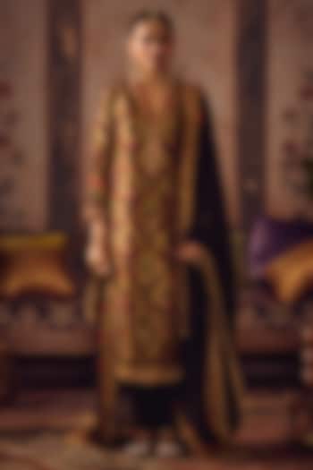 Multi-Colored Kimkhab Salli Embroidered Long Kurta Set by Reeti Arneja at Pernia's Pop Up Shop