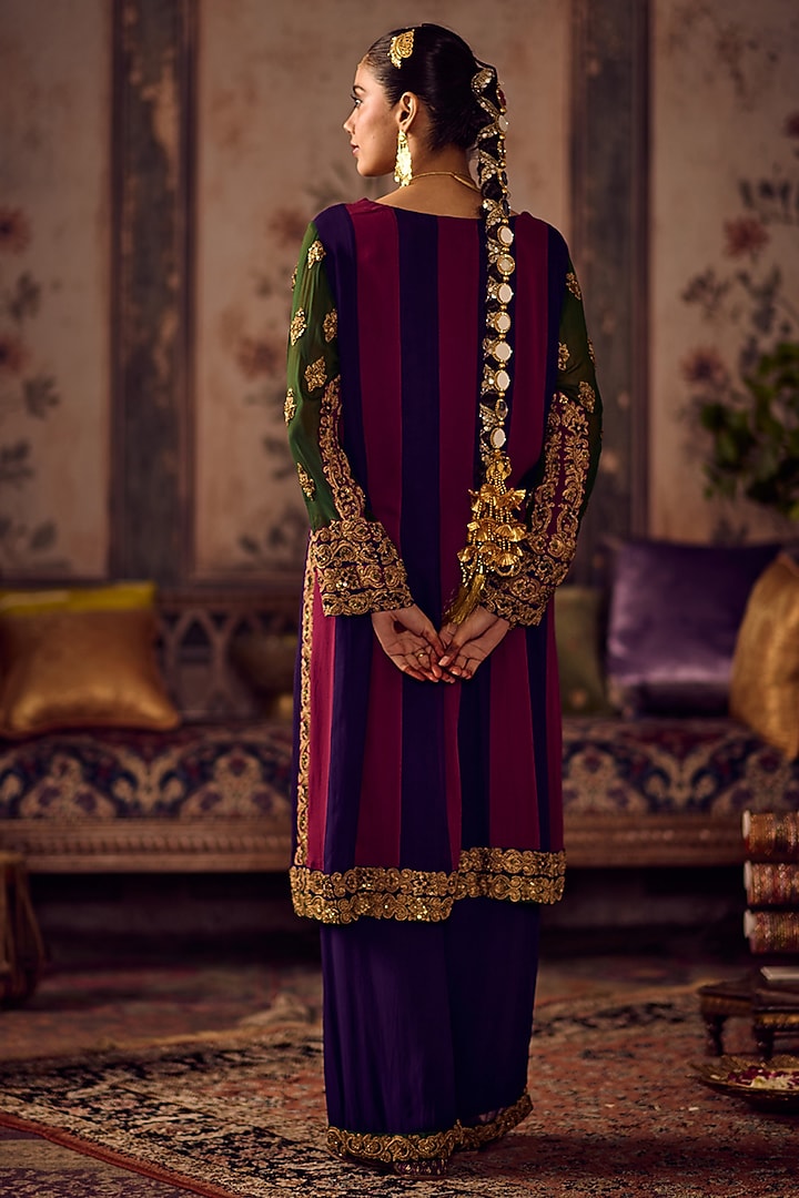 Emerald Georgette Zardosi Embroidered Kurta Set by Reeti Arneja at Pernia's Pop Up Shop