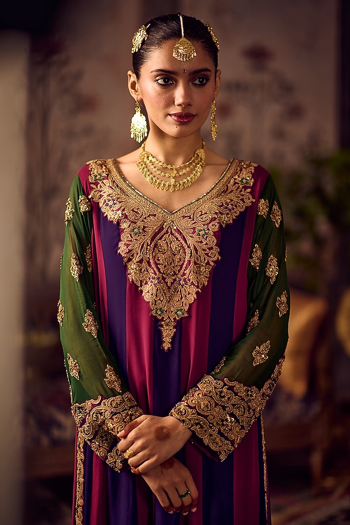 Emerald Georgette Zardosi Embroidered Kurta Set by Reeti Arneja at Pernia's Pop Up Shop
