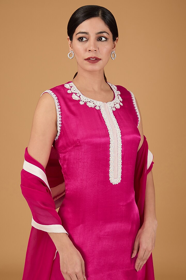 Pink Cotton Satin Gharara Set by THE KLUB BY REETI ARNEJA at Pernia's Pop Up Shop
