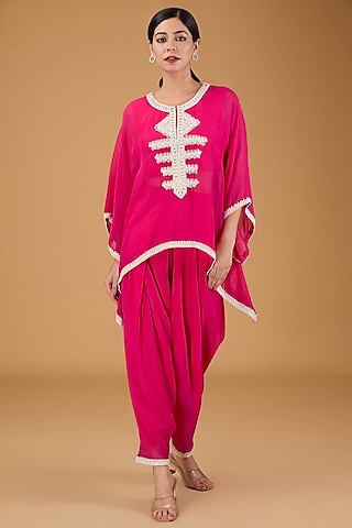 Pink Organza Dhoti Set by THE KLUB BY REETI ARNEJA