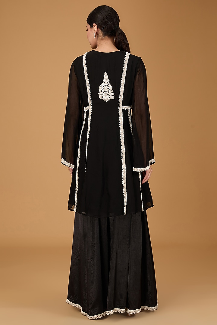 Black Cotton Satin Party Wear Sharara Set by THE KLUB BY REETI ARNEJA at Pernia's Pop Up Shop