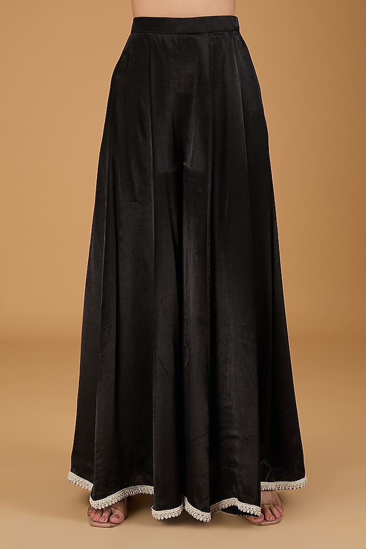 Black Cotton Satin Party Wear Sharara Set by THE KLUB BY REETI ARNEJA at Pernia's Pop Up Shop