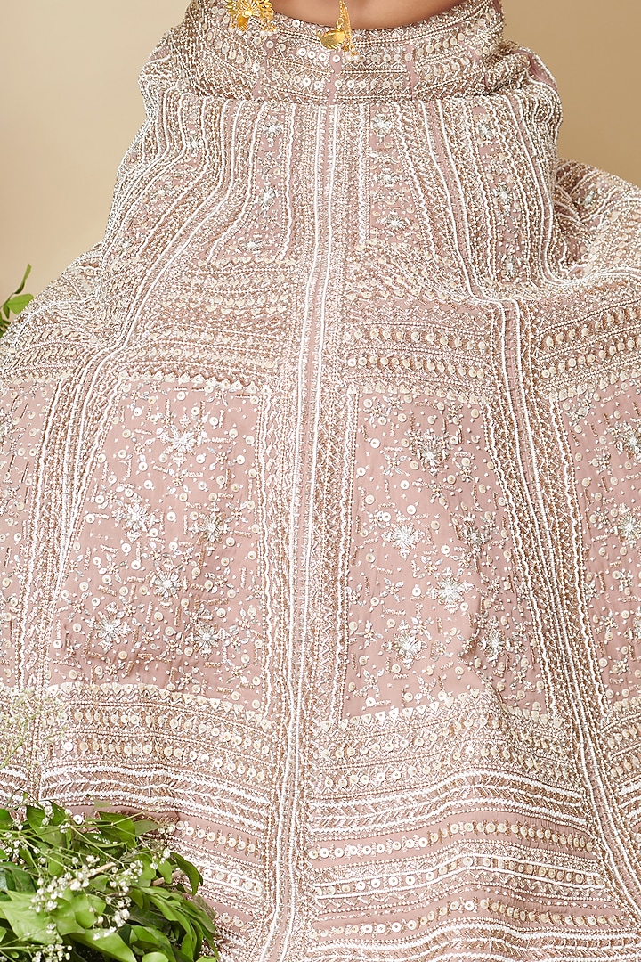 Rose Brown Organza Embroidered Bridal Lehenga Set by Reeti Arneja at Pernia's Pop Up Shop