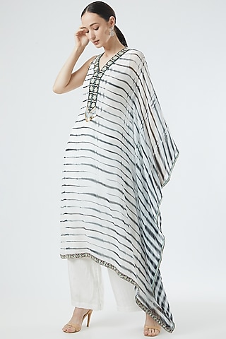 Black & White Printed Kaftan Set by Reeti Arneja