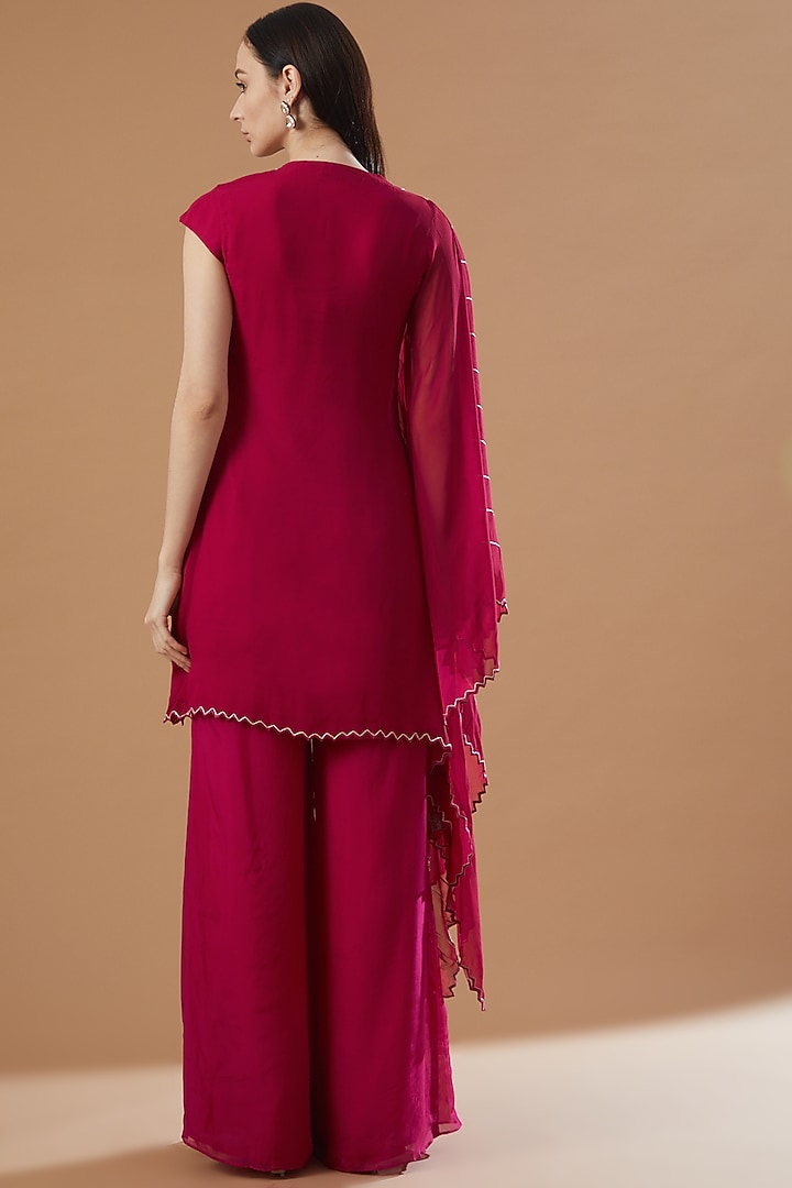 Red Georgette Wedding Sharara Set by Reeti Arneja at Pernia's Pop Up Shop