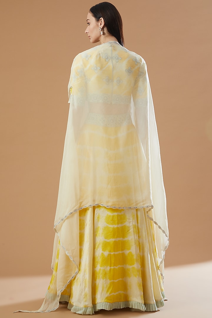 Ivory & Yellow Organza Printed Wedding Lehenga Set by Reeti Arneja at Pernia's Pop Up Shop