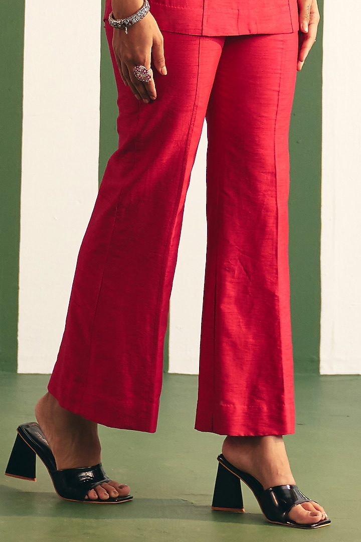 Magenta Pink Dupion Silk & Pleated Satin Co-Ord Set by THE KLUB BY REETI ARNEJA at Pernia's Pop Up Shop