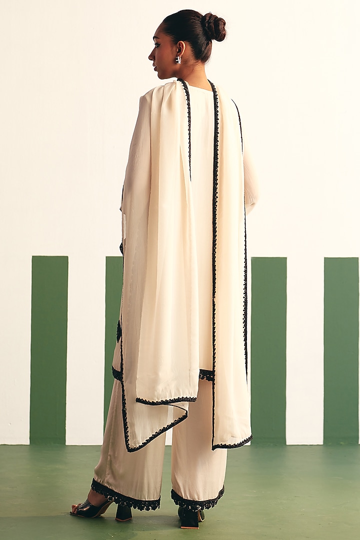 Ivory Organza Embroidered Kurta Set by THE KLUB BY REETI ARNEJA at Pernia's Pop Up Shop