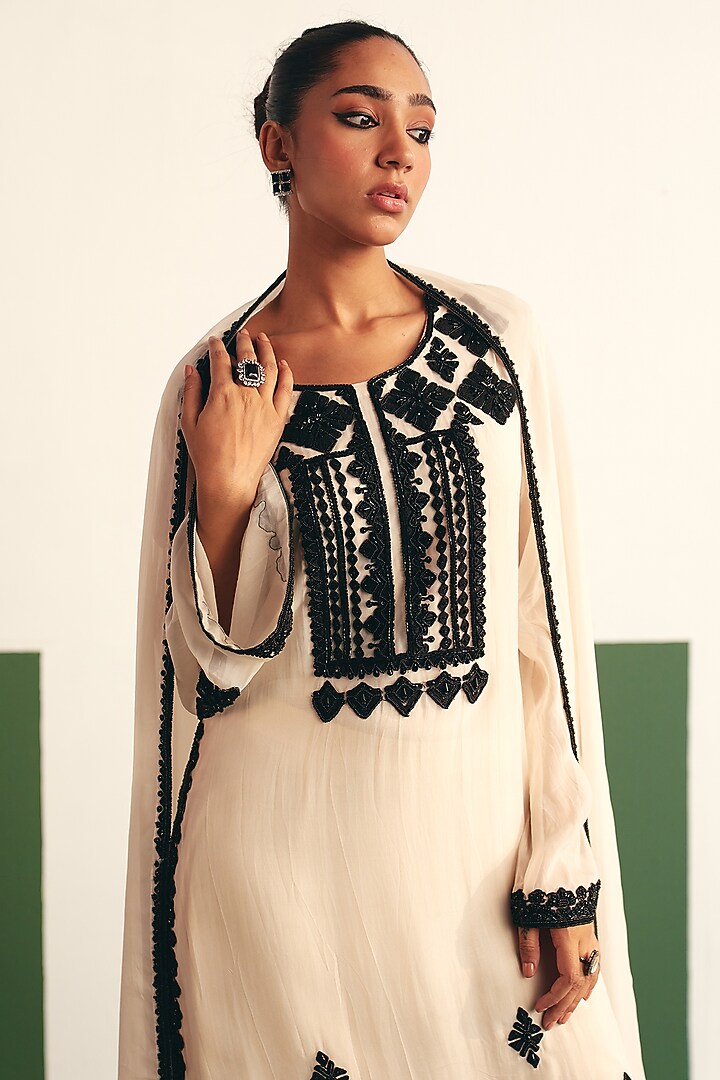 Ivory Organza Embroidered Kurta Set by THE KLUB BY REETI ARNEJA at Pernia's Pop Up Shop