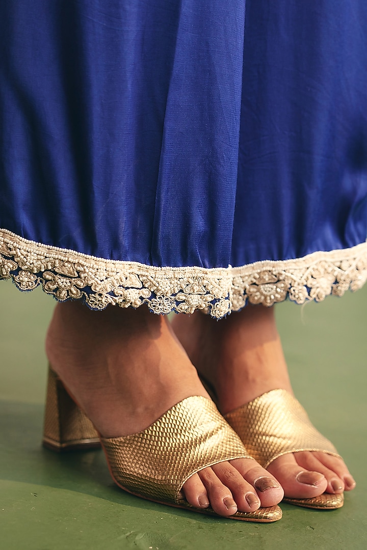 Cobalt Blue Organza Embroidered Kurta Set by THE KLUB BY REETI ARNEJA at Pernia's Pop Up Shop
