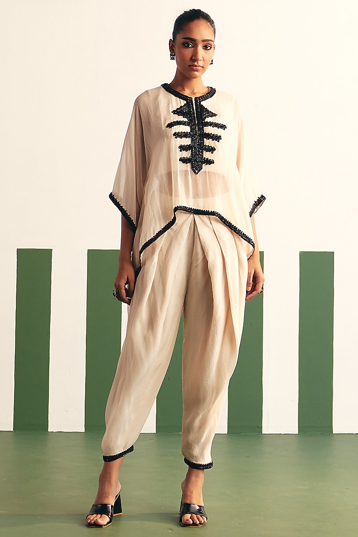 Ivory Organza Embroidered Kaftan Set by THE KLUB BY REETI ARNEJA at Pernia's Pop Up Shop