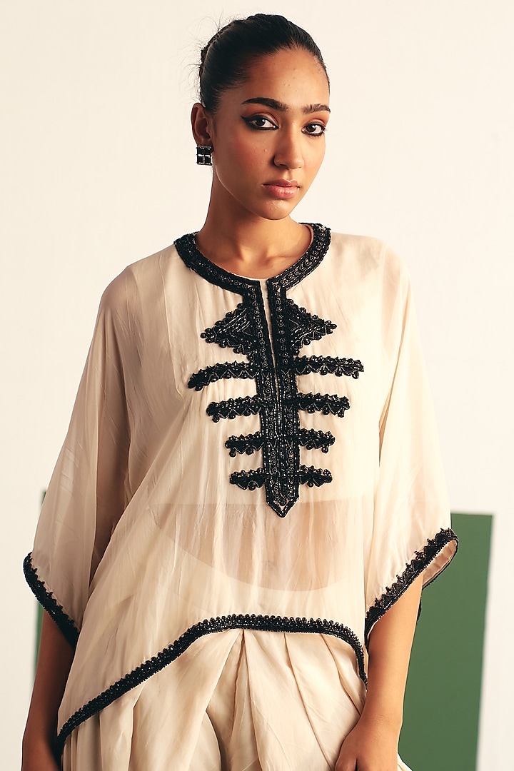 Ivory Organza Embroidered Kaftan Set by THE KLUB BY REETI ARNEJA at Pernia's Pop Up Shop