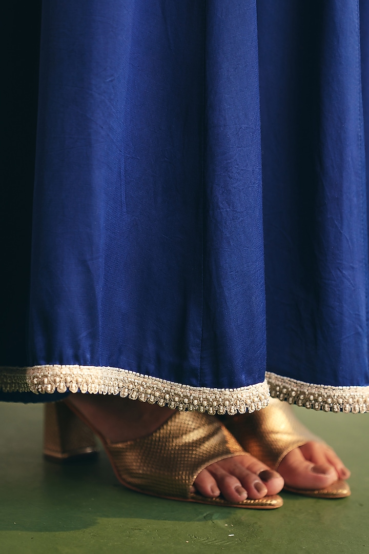 Cobalt Blue Cotton Satin Party Wear Sharara Set by THE KLUB BY REETI ARNEJA at Pernia's Pop Up Shop