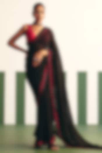 Black Organza Embroidered Wedding Saree Set by Reeti Arneja at Pernia's Pop Up Shop