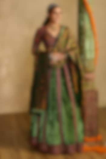 Multi-Colored Silk Velvet Kalidar Wedding Lehenga Set by Reeti Arneja at Pernia's Pop Up Shop