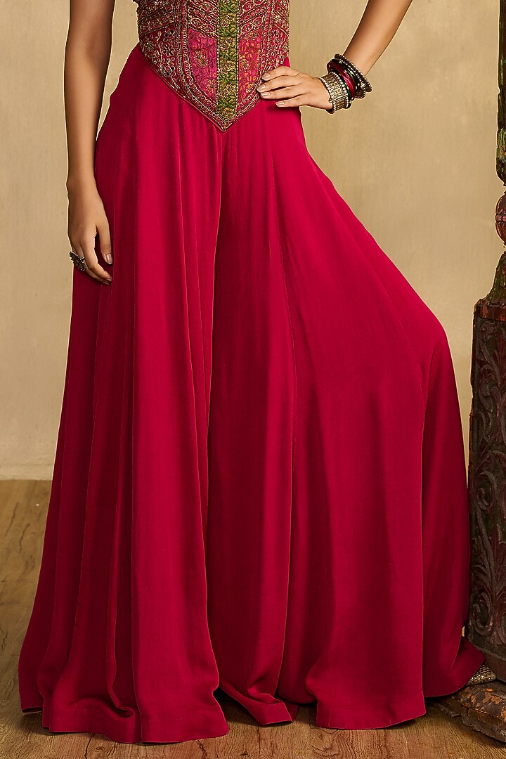 Rani Pink Georgette Jumpsuit With Cape by Reeti Arneja at Pernia's Pop Up Shop