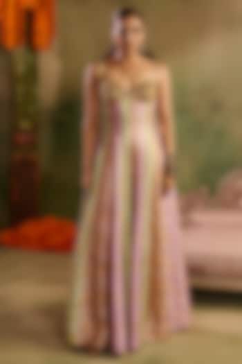 Multi-Colored Banarasi Silk Kalidar Party Wear Gown by Reeti Arneja at Pernia's Pop Up Shop