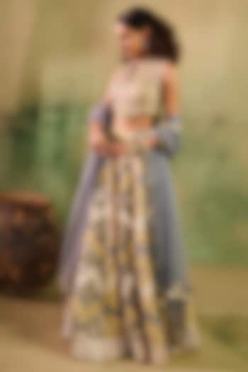 Multi-Colored Chanderi Banarasi Wedding Lehenga Set by Reeti Arneja at Pernia's Pop Up Shop