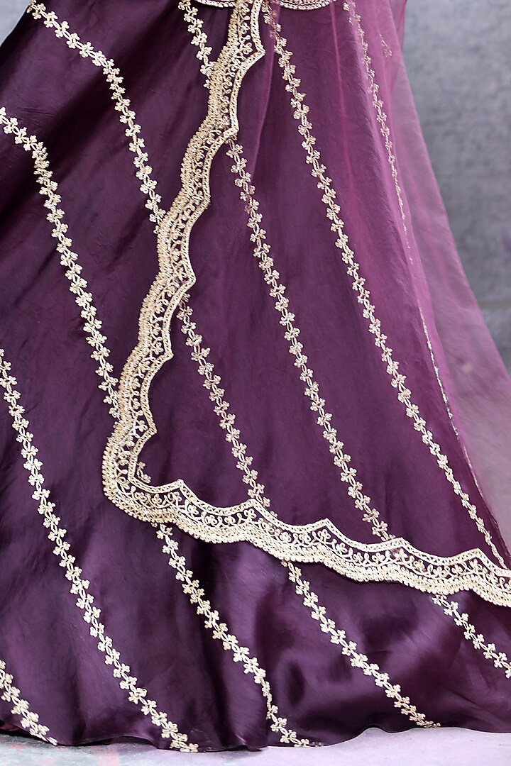 Wine Gota Embroidered Wedding Lehenga Set by Reeti Arneja at Pernia's Pop Up Shop