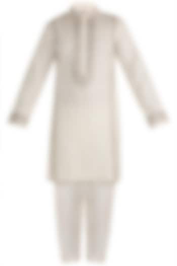 White Embroidered Kurta With Churidar Pants by Rar Studio Men at Pernia's Pop Up Shop