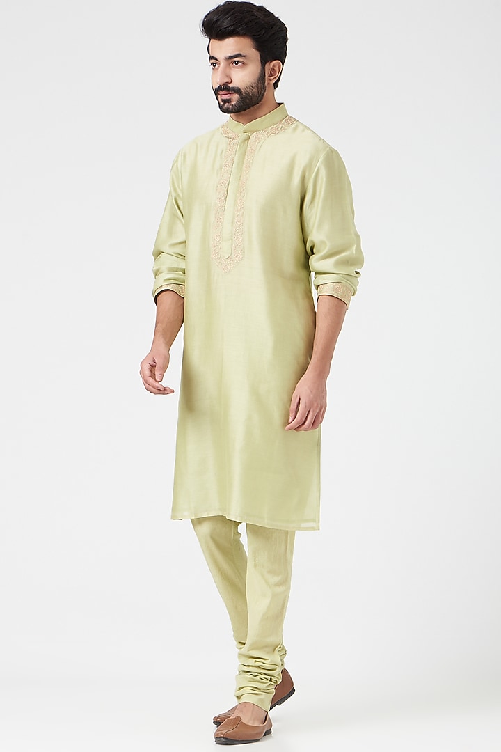 Mint Green Embroidered Groom Sherwani Set by Rar Studio Men at Pernia's Pop Up Shop