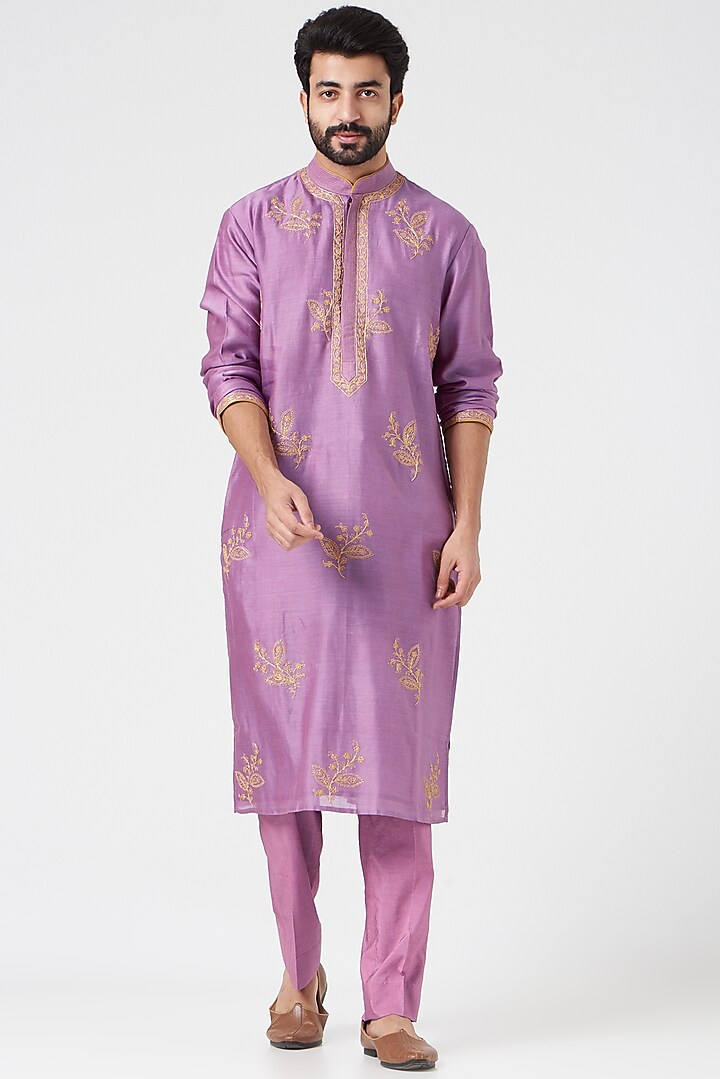 Lavender Embroidered Indo Western Set by Rar Studio Men at Pernia's Pop Up Shop
