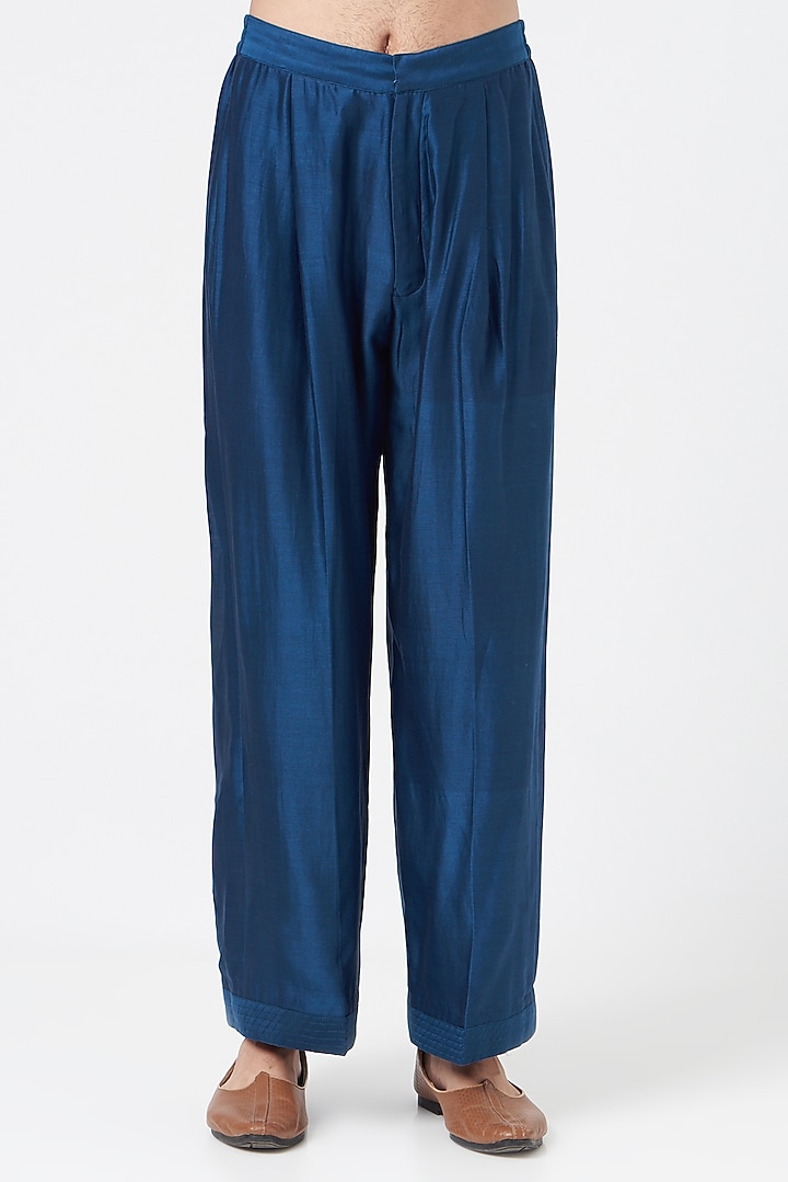 Indigo Blue Embroidered Indo Western Set by Rar Studio Men at Pernia's Pop Up Shop