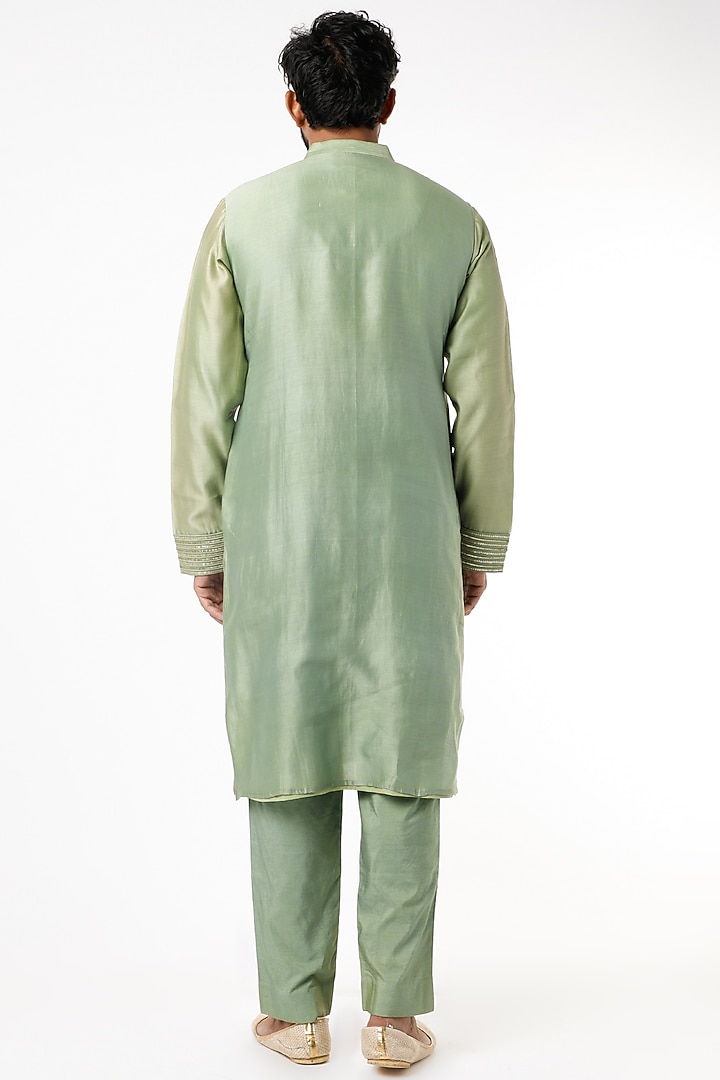 Yellow Silk Sequin & Thread Embroidered Kurta by Rar Studio Men at Pernia's Pop Up Shop