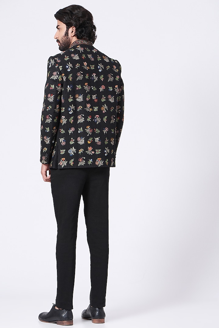Black Embroidered Quilted Jacket by Rar Studio Men at Pernia's Pop Up Shop