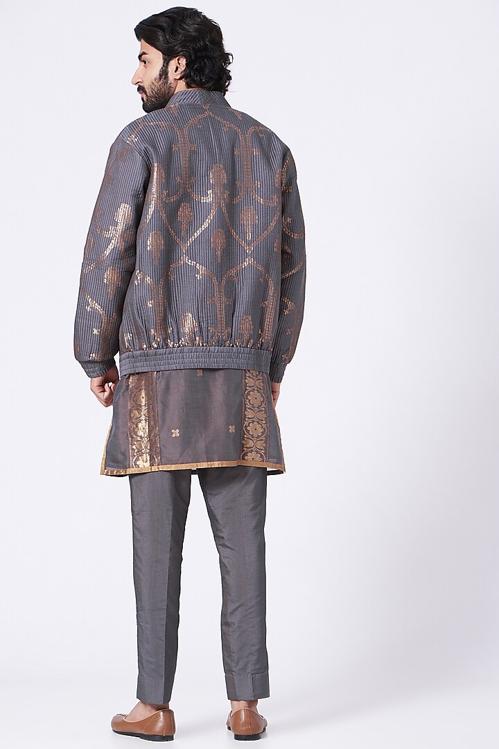 Purple Mughal Jaal Quilted Jacket by Rar Studio Men at Pernia's Pop Up Shop