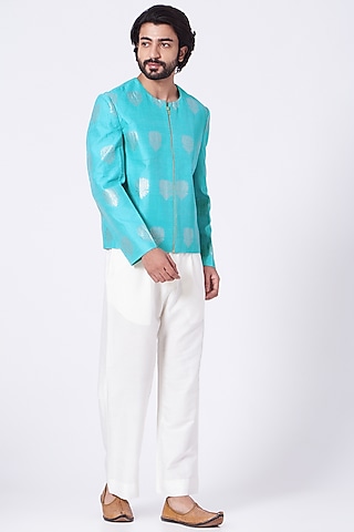 Aqua Quilted Jacket by Rar Studio Men