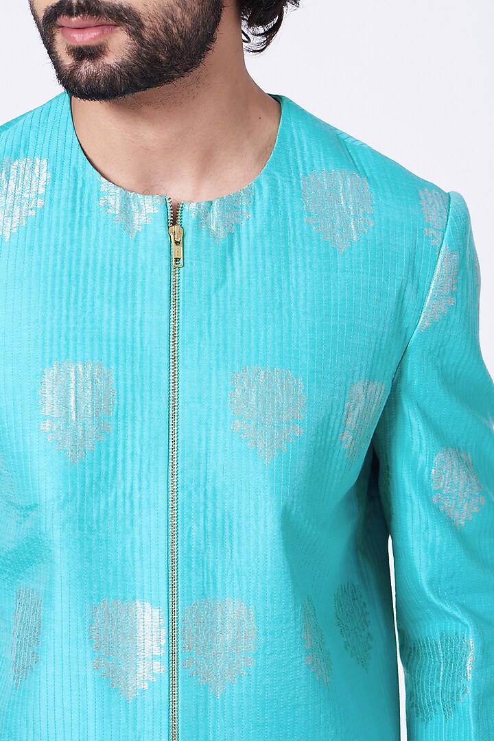 Aqua Quilted Jacket by Rar Studio Men at Pernia's Pop Up Shop