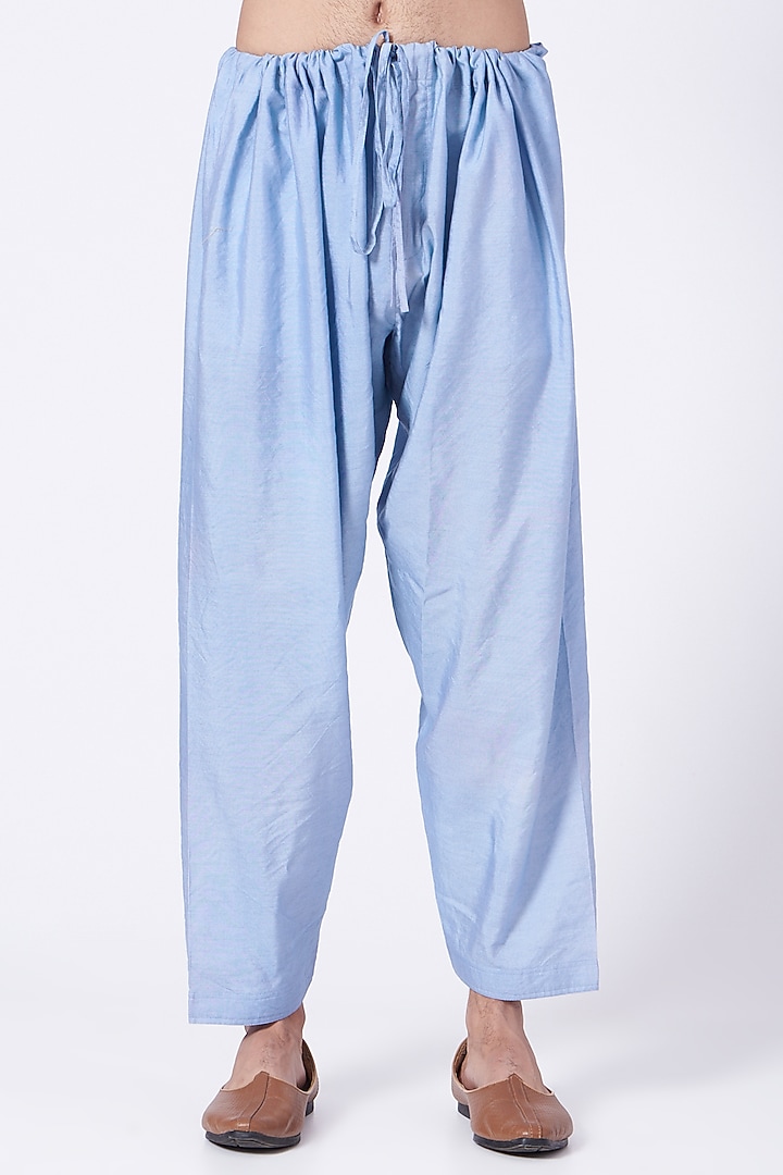 Pale Blue Hand Embroidered Kurta Set by Rar Studio Men at Pernia's Pop Up Shop